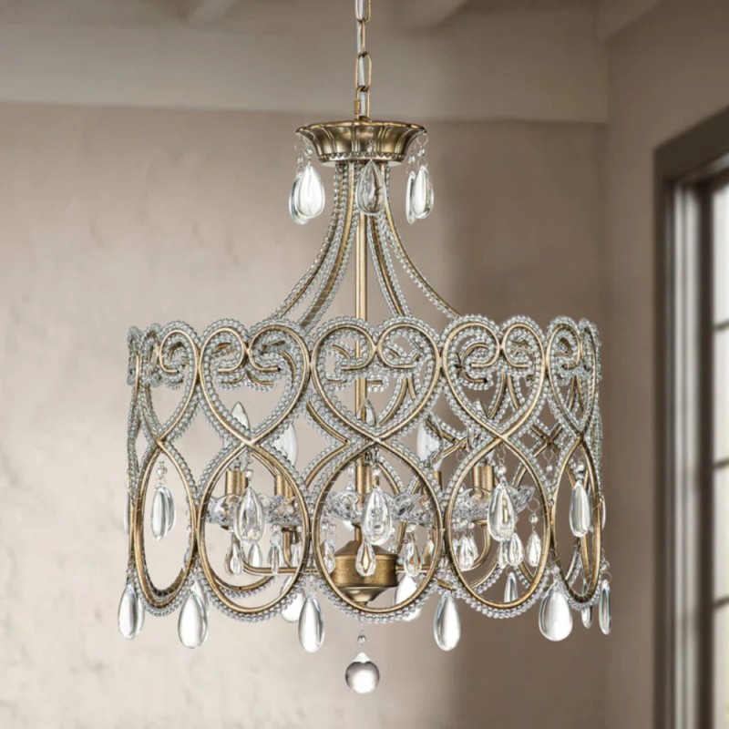 Neve Luxury French Antique Crystal Drum Chandelier