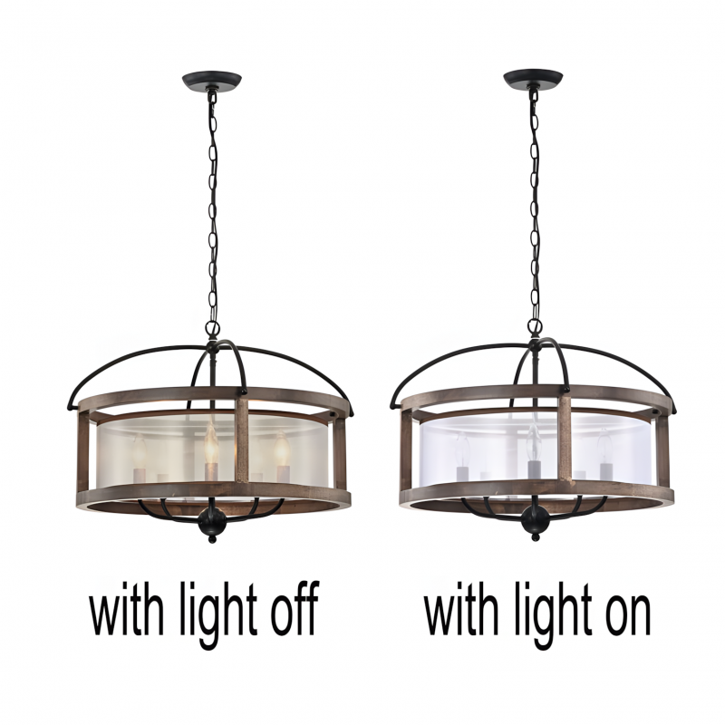 Aelric Farmhouse 5-Light Metal Frame Drum Chandelier