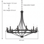 Adele Farmhouse Black Metal Wagon Wheel Chandelier
