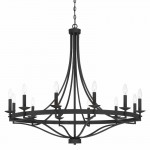 Adele Farmhouse Black Metal Wagon Wheel Chandelier