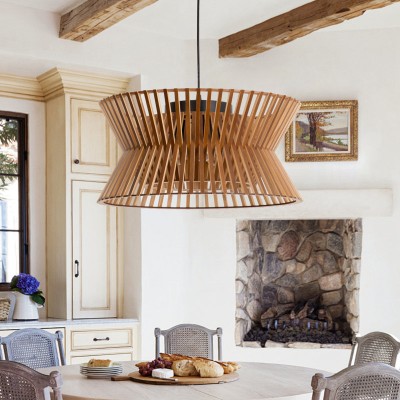 Freja Boho Wood Drum Chandelier