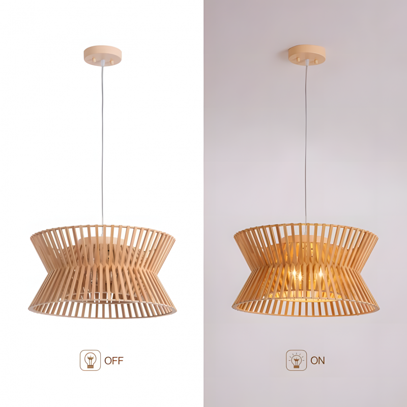 Freja Boho Wood Drum Chandelier