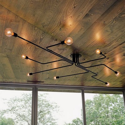 Phaedros Industrial Black Semi Flush Mount Ceiling Light