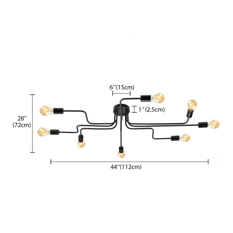 Phaedros Industrial Black Semi Flush Mount Ceiling Light
