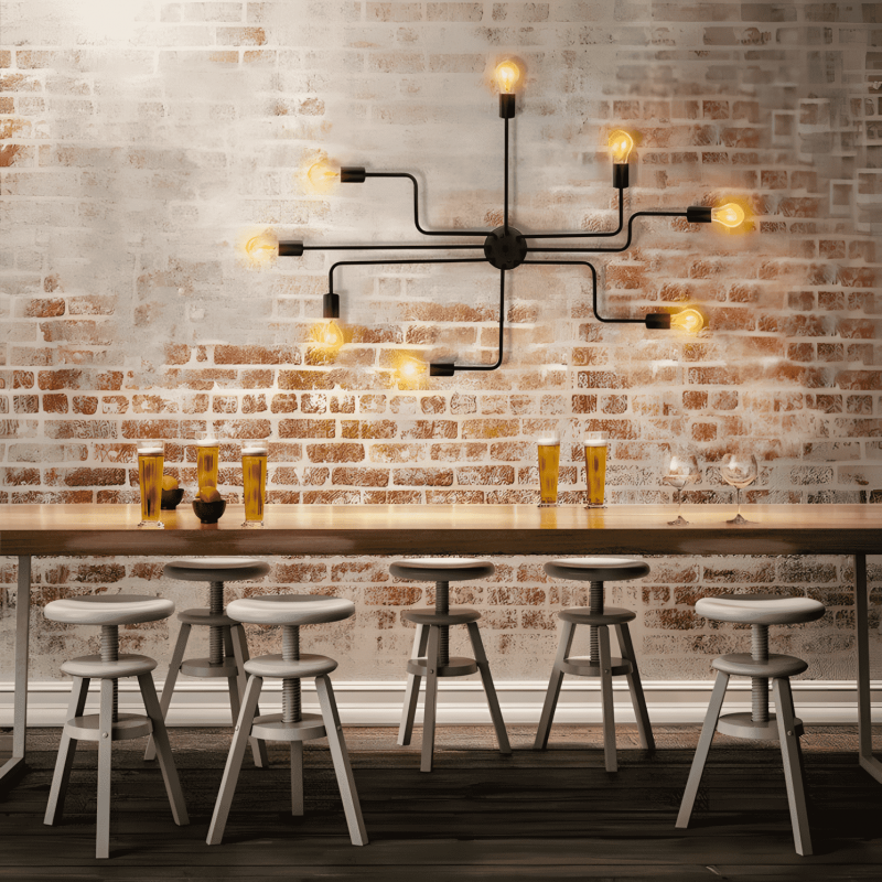 Phaedros Industrial Black Semi Flush Mount Ceiling Light