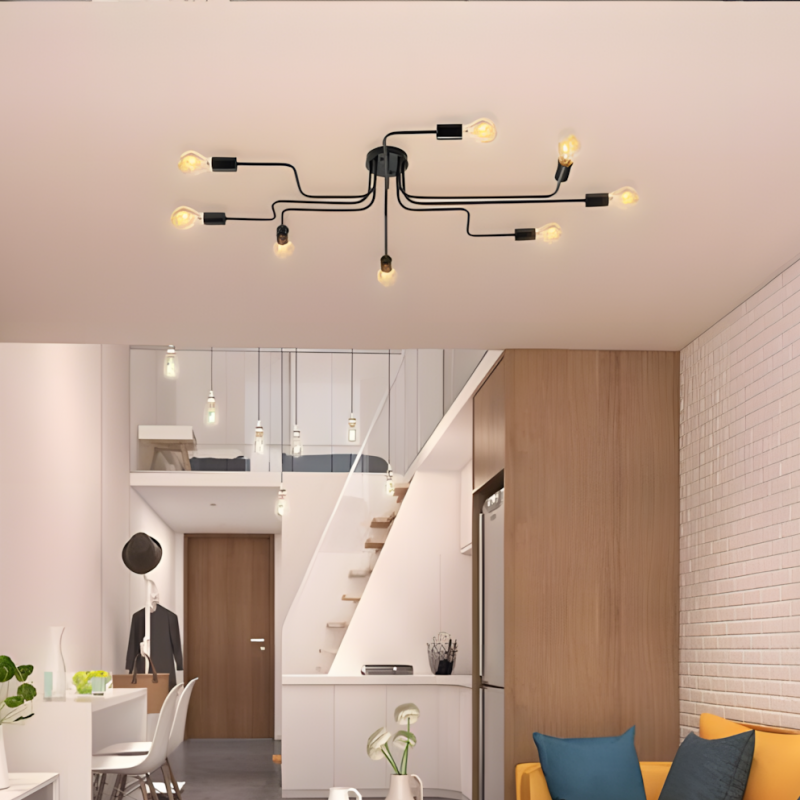 Phaedros Industrial Black Semi Flush Mount Ceiling Light