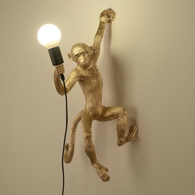 Ioneus Creative Gold Resin Monkey Sconce