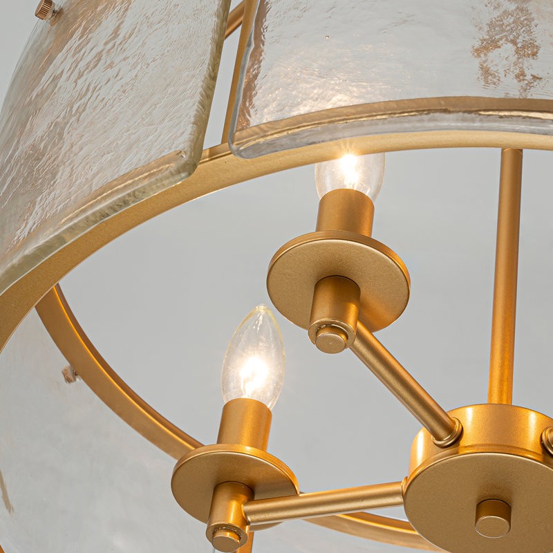 Coriander Farmhouse Water Ripple Glass Drum Chandelier