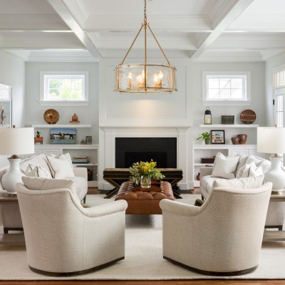 Coriander Farmhouse Water Ripple Glass Drum Chandelier