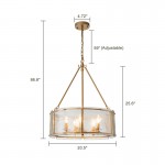 Coriander Farmhouse Water Ripple Glass Drum Chandelier