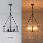 Coriander Farmhouse Water Ripple Glass Drum Chandelier