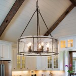 Coriander Farmhouse Water Ripple Glass Drum Chandelier