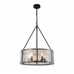 Coriander Farmhouse Water Ripple Glass Drum Chandelier