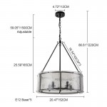 Coriander Farmhouse Water Ripple Glass Drum Chandelier