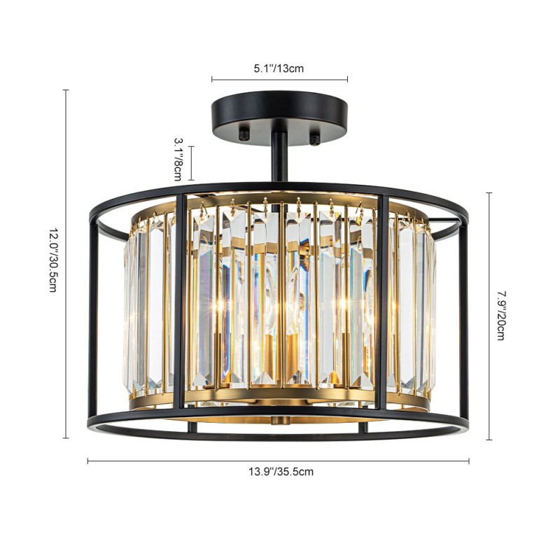 Eileyn Crystal Drum Semi Flush Mount Ceiling Light