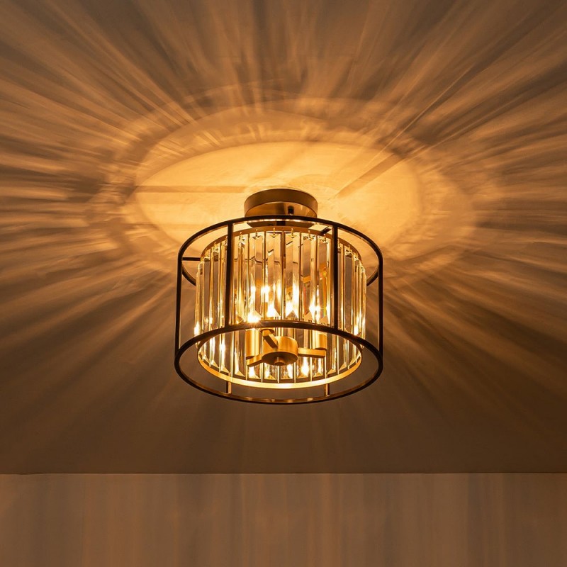 Eileyn Crystal Drum Semi Flush Mount Ceiling Light
