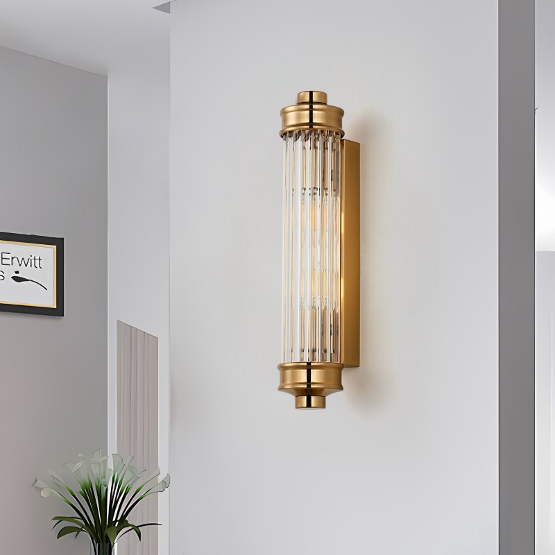Raelin Retro Cylindrical Ribbed Glass Sconce