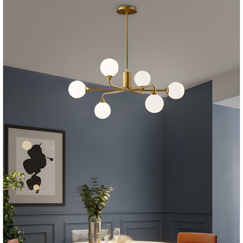 Alis Luxury White Glass Ball Chandelier