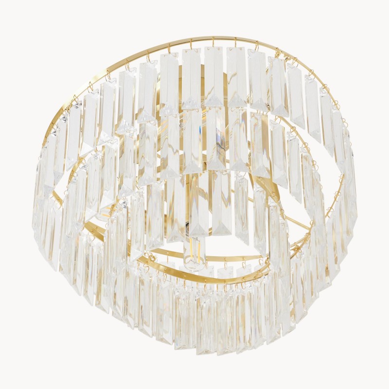 Deneuve Farmhouse Tiered Glass Brass Ceiling Light