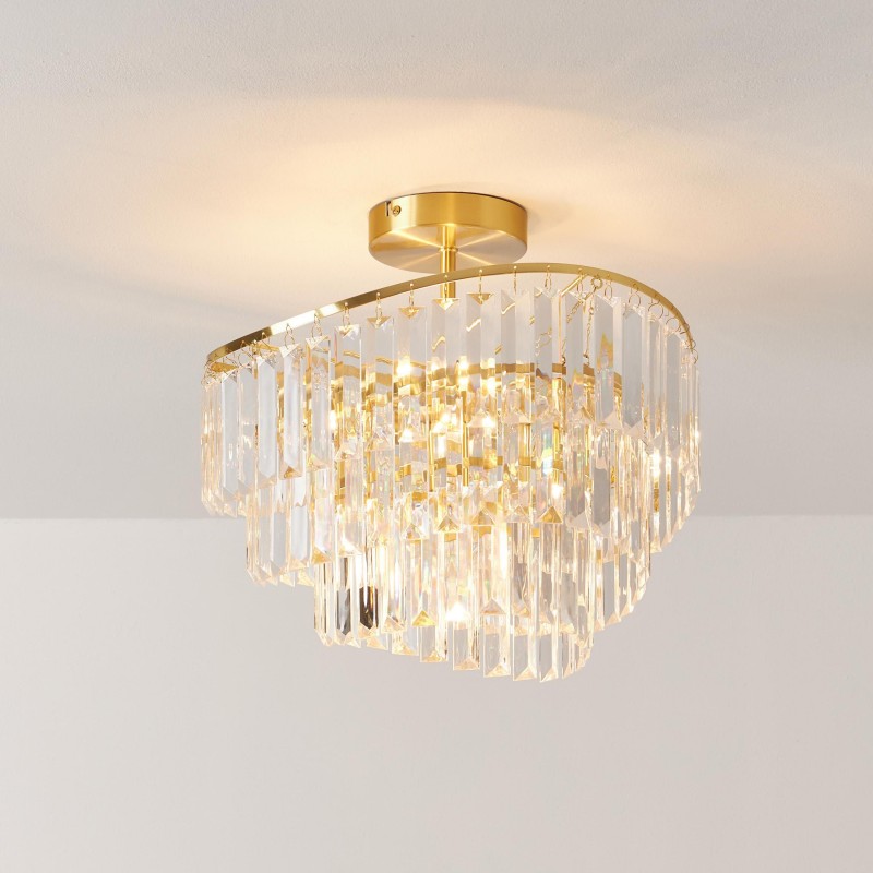 Deneuve Farmhouse Tiered Glass Brass Ceiling Light