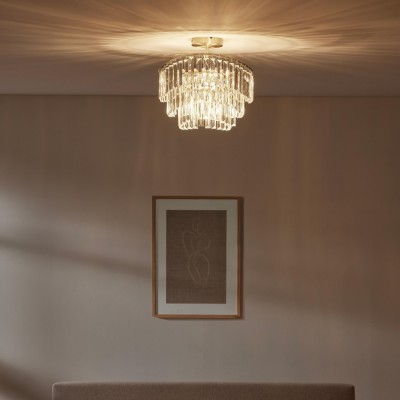 Deneuve Farmhouse Tiered Glass Brass Ceiling Light