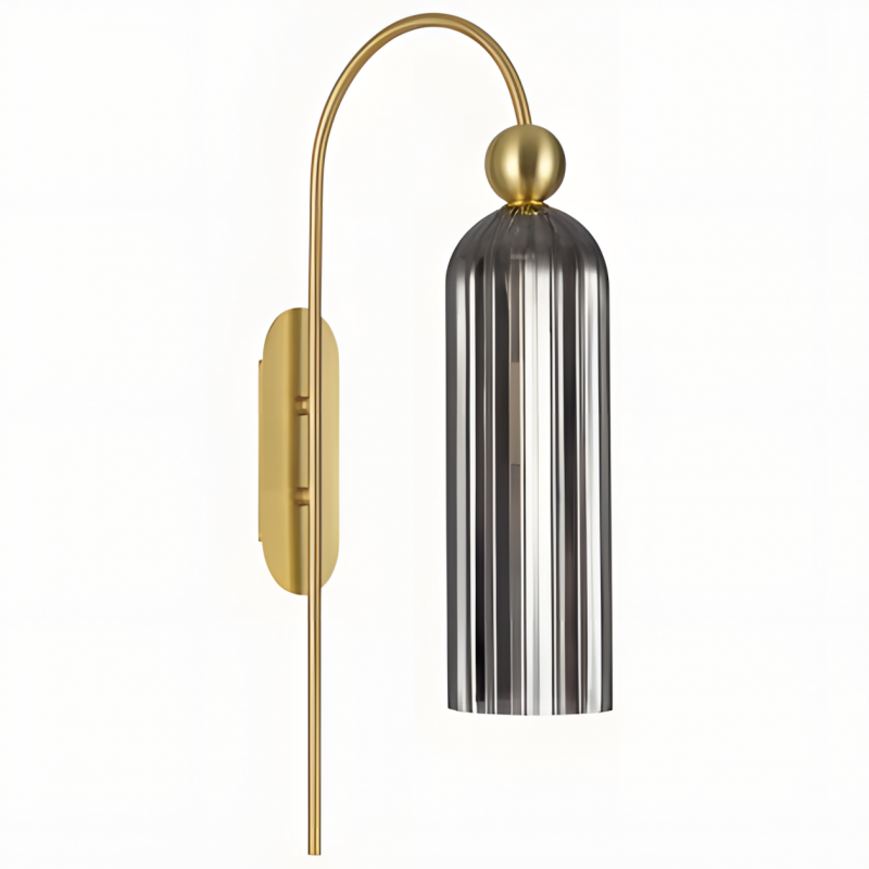 Emrys Modern Gold Fluted Glass Cylinder Sconce