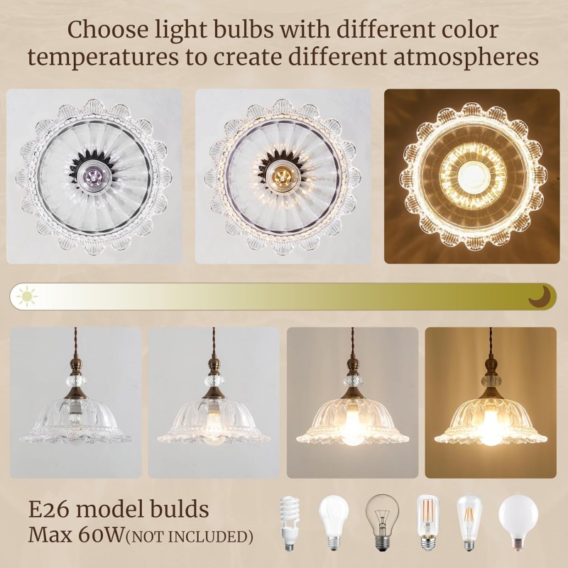 Vilkas Vintage Flower Shaped Glass Pendant Light