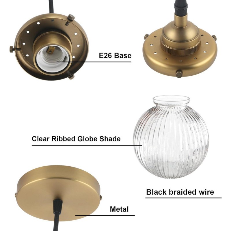 Meliora Rustic Ribbed Glass Globe Pendant Light
