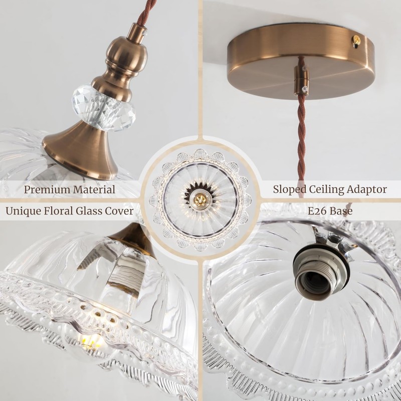 Vilkas Vintage Flower Shaped Glass Pendant Light