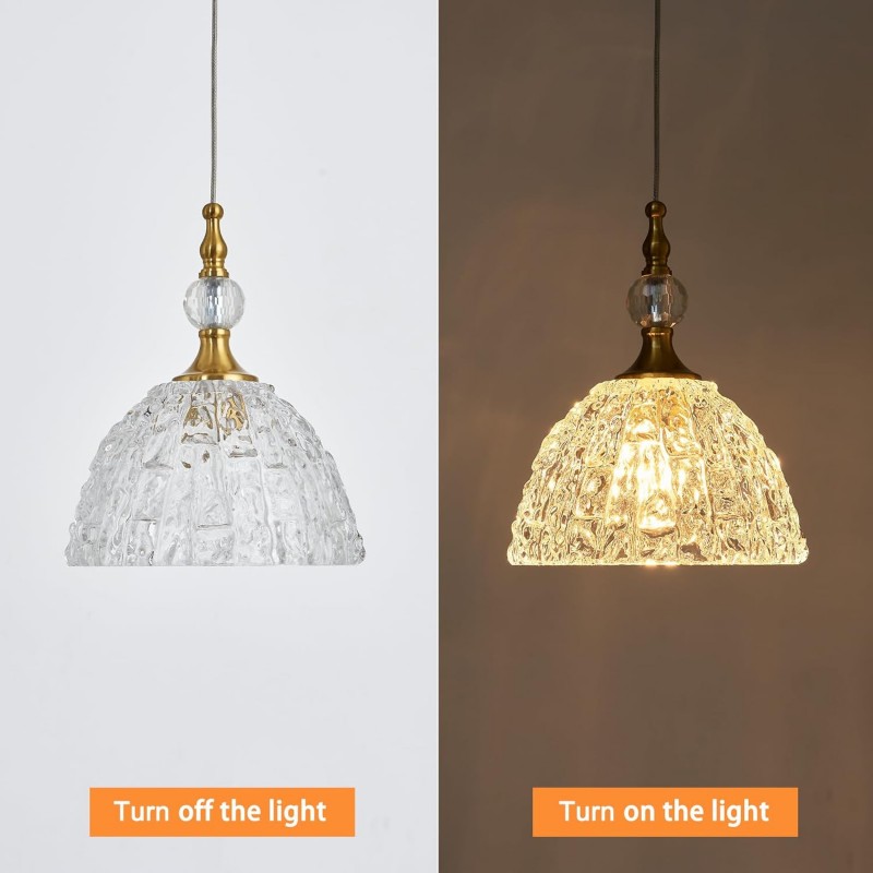 Jorvald Vintage Crystal Dome Brass Pendant Light