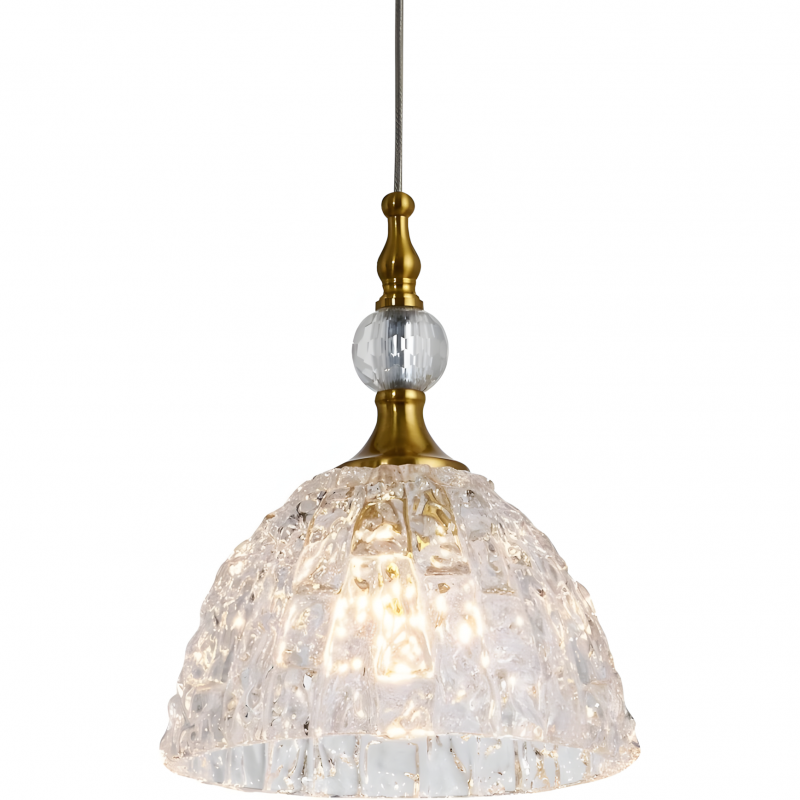 Jorvald Vintage Crystal Dome Brass Pendant Light