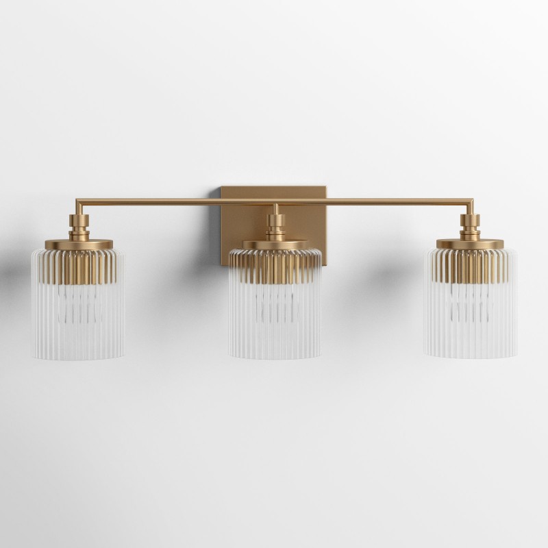 Cerys Modern 3-Light Ribbed Glass Cylinder Sconce