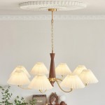 Axel Rustic Pleated Shade Wood Chandelier