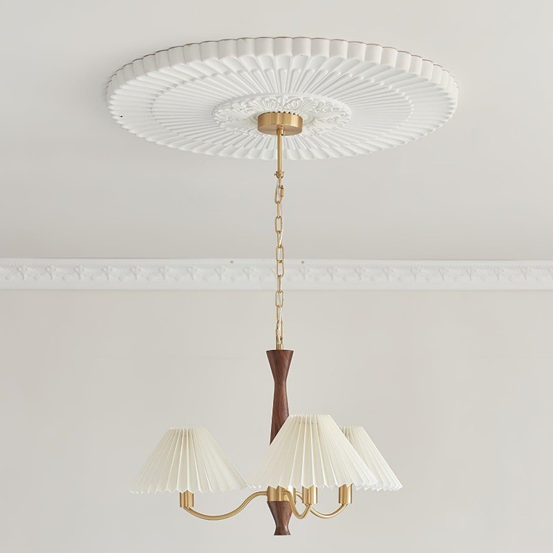 Axel Rustic Pleated Shade Wood Chandelier