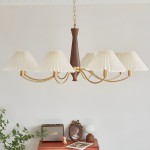 Axel Rustic Pleated Shade Wood Chandelier