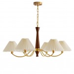 Axel Rustic Pleated Shade Wood Chandelier