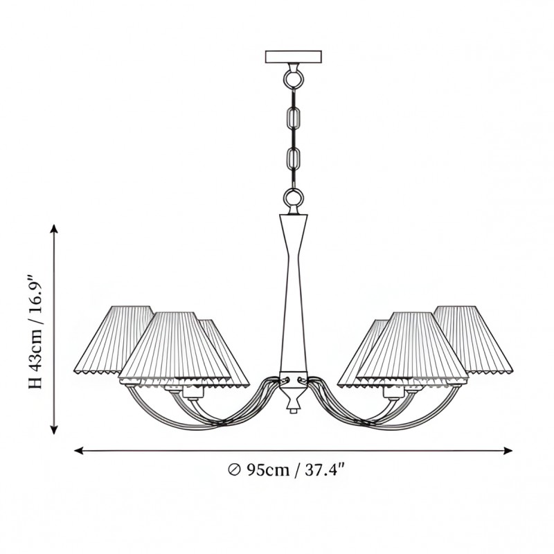 Axel Rustic Pleated Shade Wood Chandelier