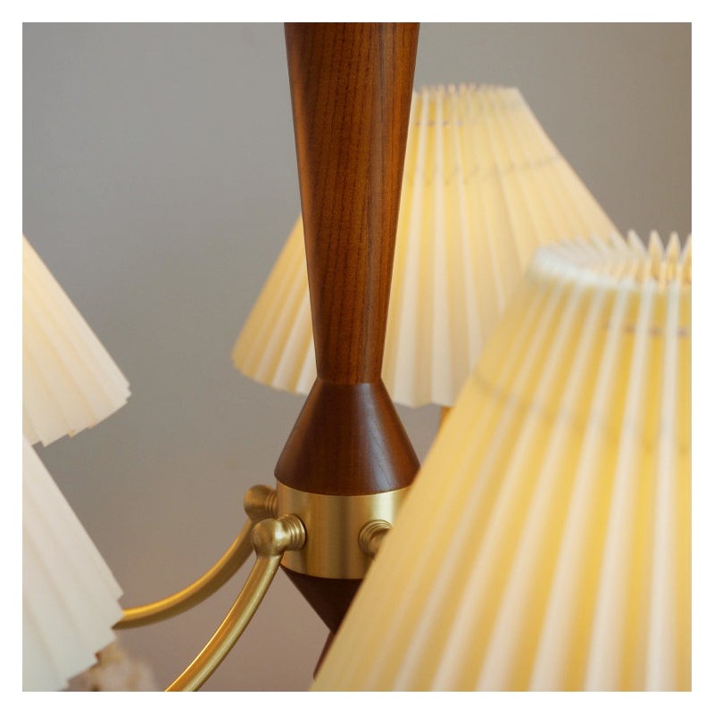 Axel Rustic Pleated Shade Wood Chandelier