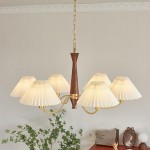 Axel Rustic Pleated Shade Wood Chandelier