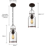 Eryxis Industrial Vintage Iron Glass Jar Pendant Light