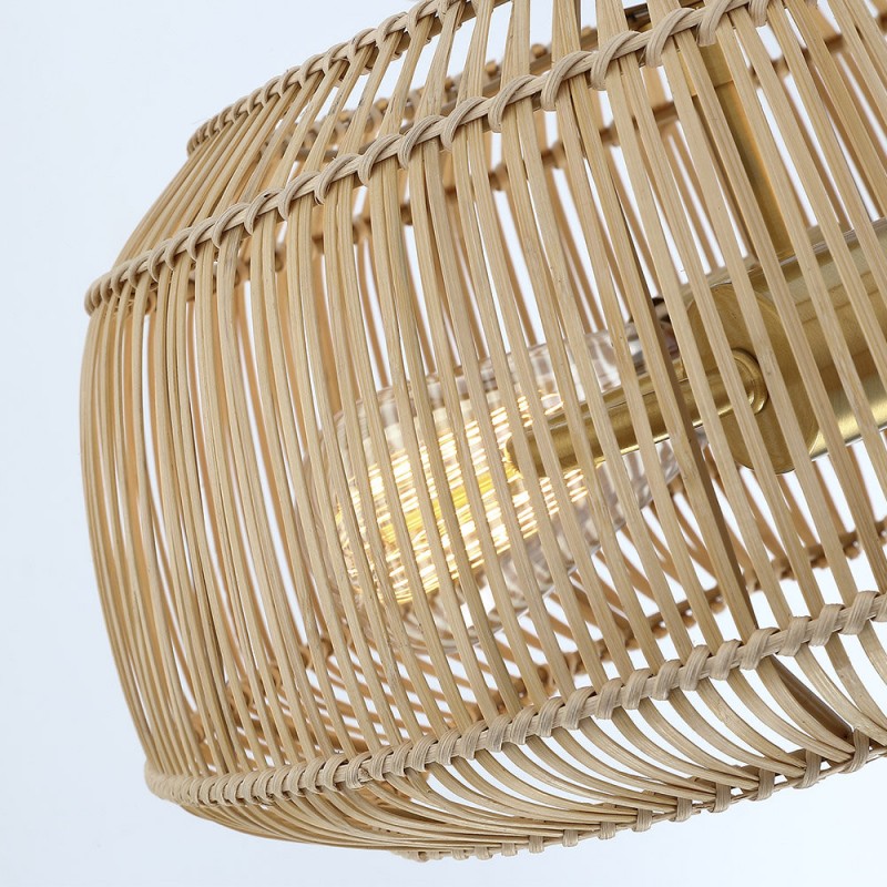 Lyril Boho Rattan Semi Flush Mount Ceiling Light