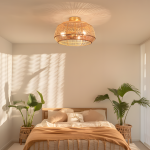 Lyril Boho Rattan Semi Flush Mount Ceiling Light