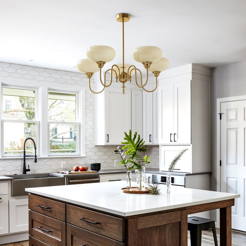 Luna Cream White Bubble Glass Chandelier