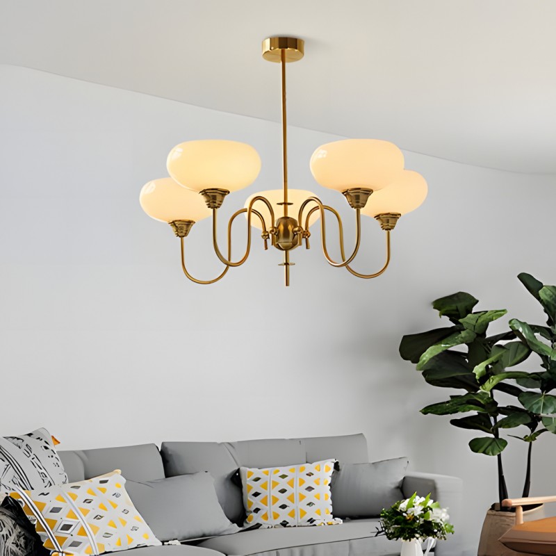 Luna Cream White Bubble Glass Chandelier