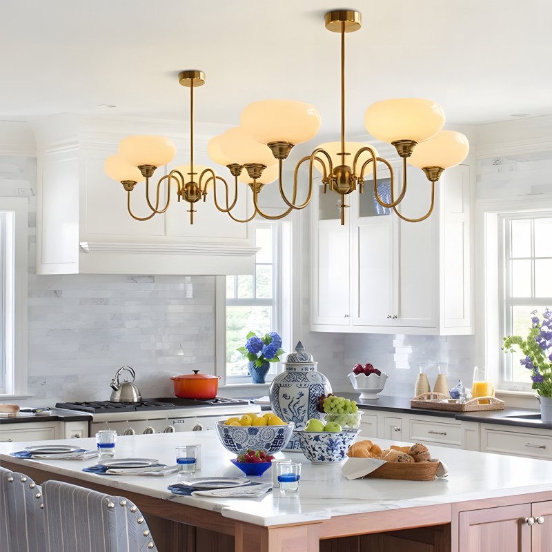 Luna Cream White Bubble Glass Chandelier