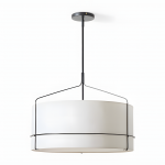 Bravos Rustic White Fabric Drum Pendant Light