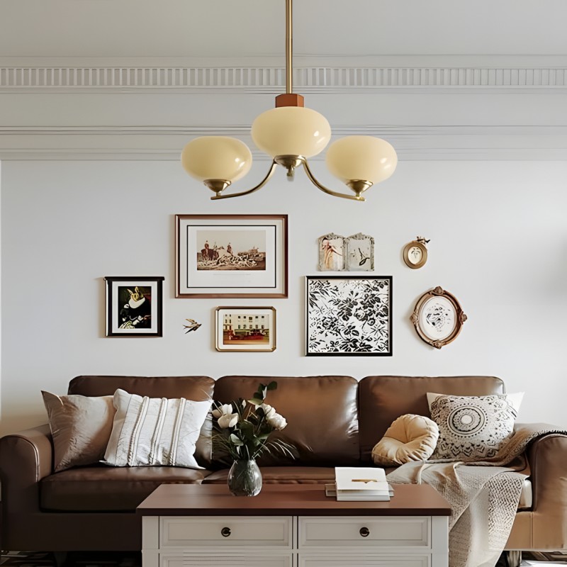 Juino Wood Farmhouse Milk Ball Sputnik Chandelier