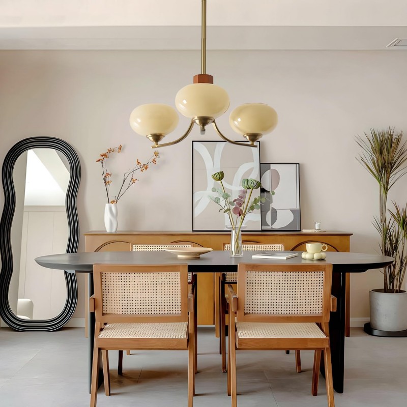 Juino Wood Farmhouse Milk Ball Sputnik Chandelier