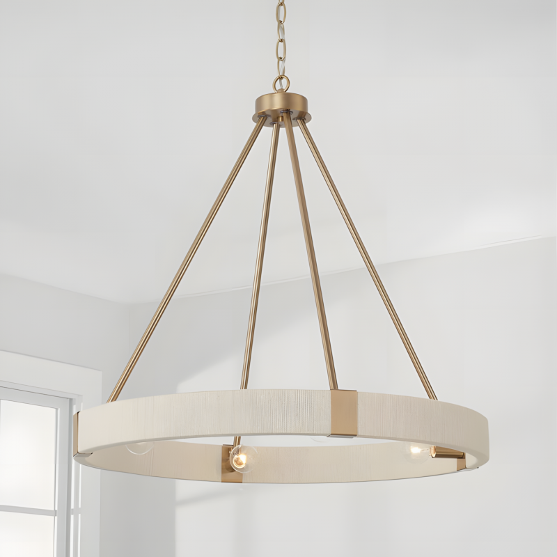 Yrynth Minimalist Matte Brass Wagon Wheel Chandelier