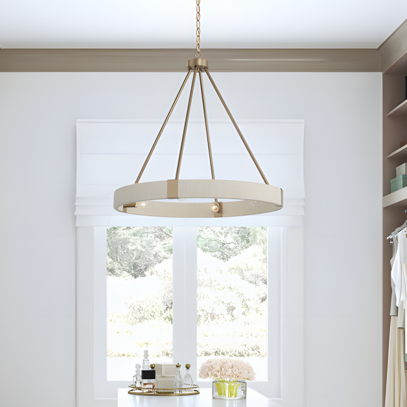Yrynth Minimalist Matte Brass Wagon Wheel Chandelier